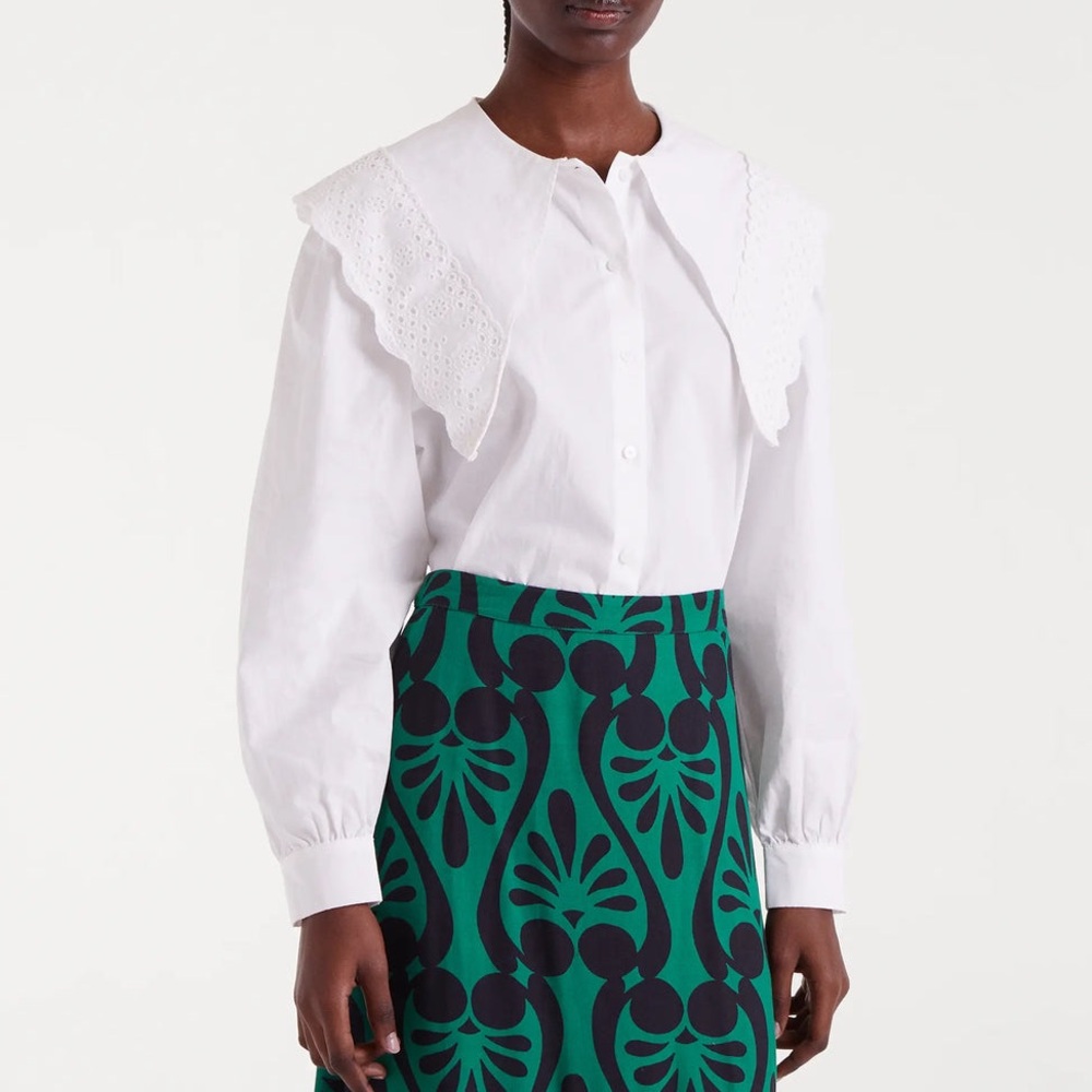Compania Fantastica Peter Pan Collar Lapel Button Down Shirt NWT!